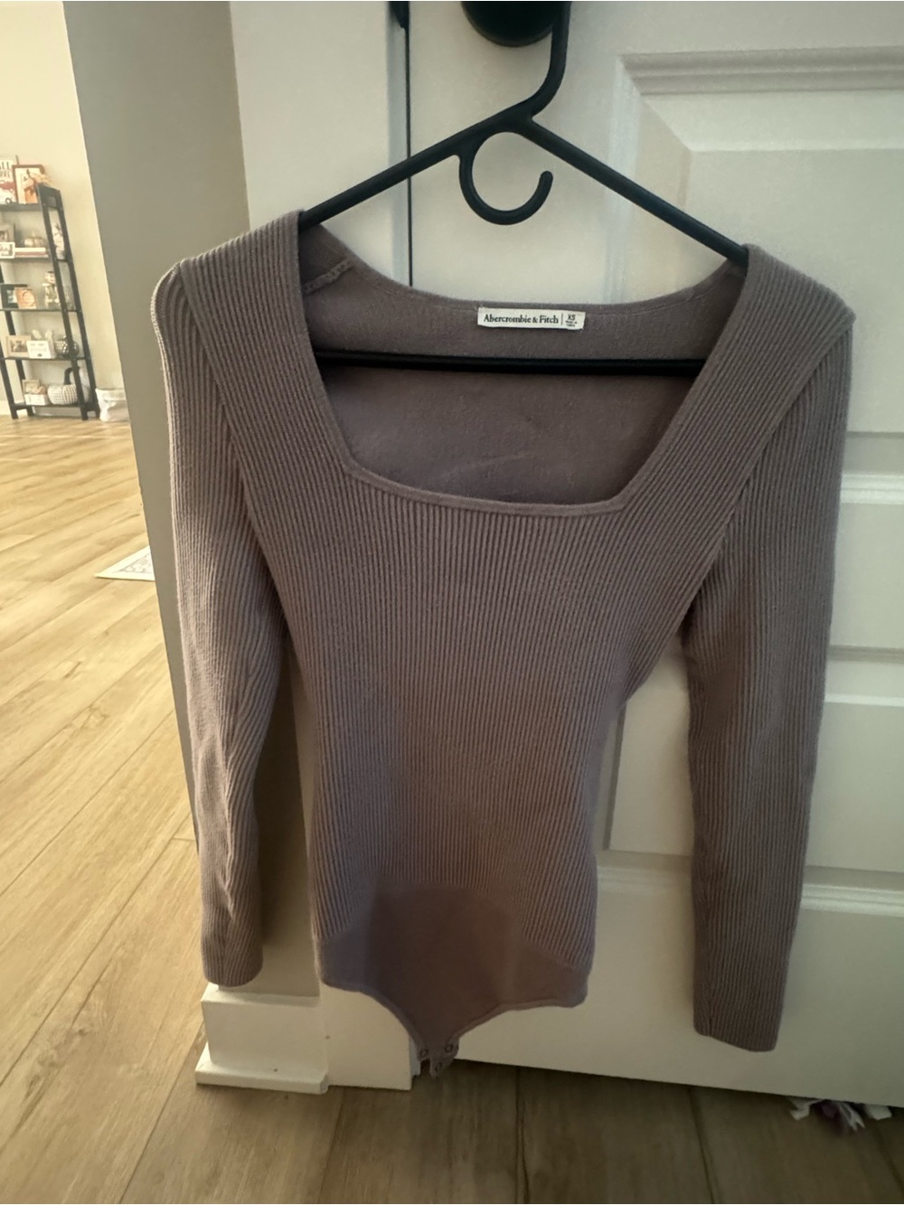 Abercrombie & Fitch Women's Ribbed V-Neck Sweater Bodysuit - Taupe